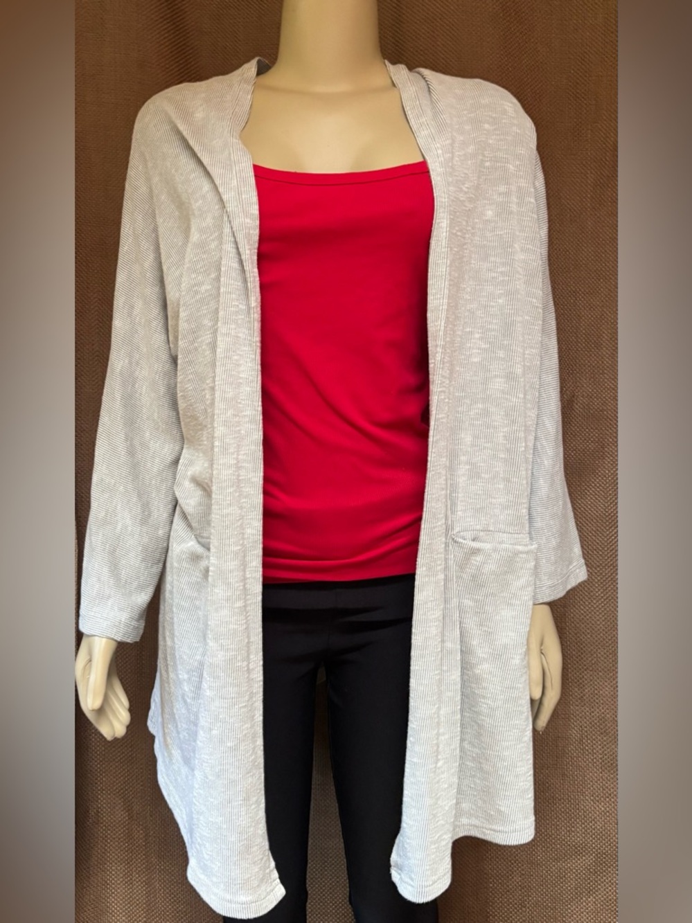 DONNI. Lt Gray Open-Front Cardigan OSFA
